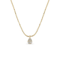14k Vermeil Diamond-Cut Chain Necklace with White Sapphire Teardrop