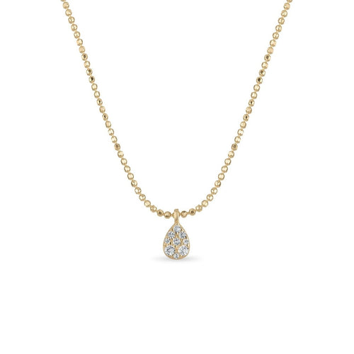 14k Vermeil Diamond-Cut Chain Necklace with White Sapphire Teardrop - Red Bird Road