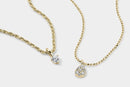 14k Vermeil Diamond-Cut Chain Necklace with White Sapphire Teardrop - Red Bird Road