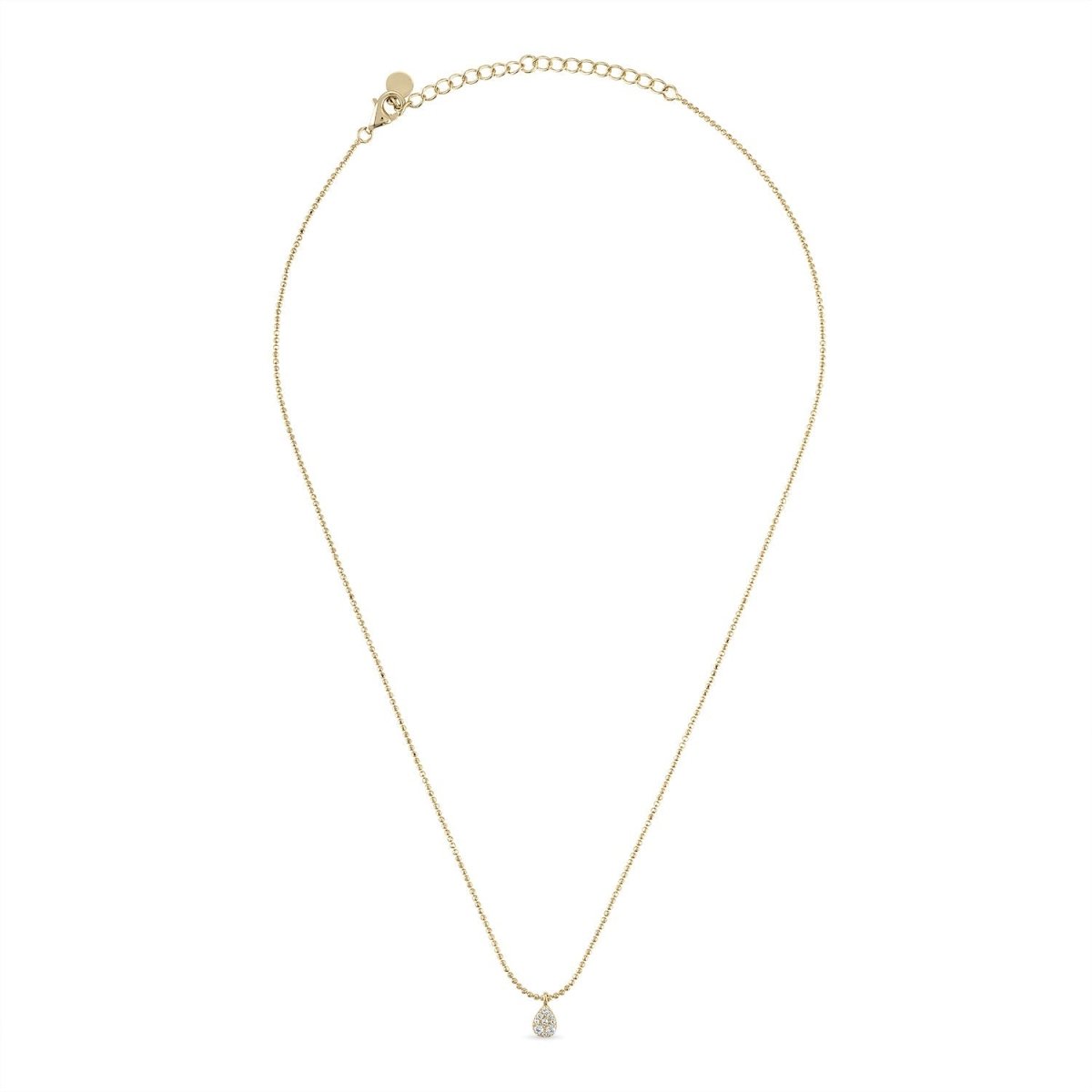 14k Vermeil Diamond-Cut Chain Necklace with White Sapphire Teardrop - Red Bird Road