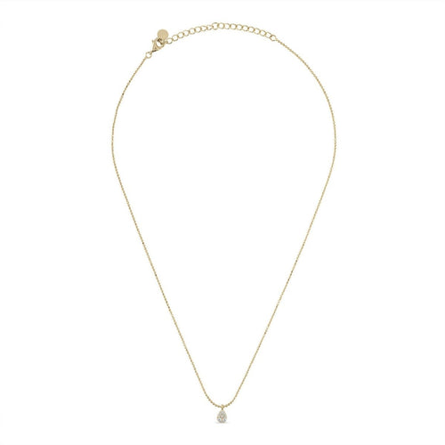 14k Vermeil Diamond-Cut Chain Necklace with White Sapphire Teardrop - Red Bird Road