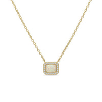 14k Vermeil Genuine Opal and CZ Stone Pendant Necklace