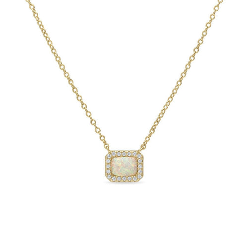 14k Vermeil Genuine Opal and CZ Stone Pendant Necklace by Emily Volaski