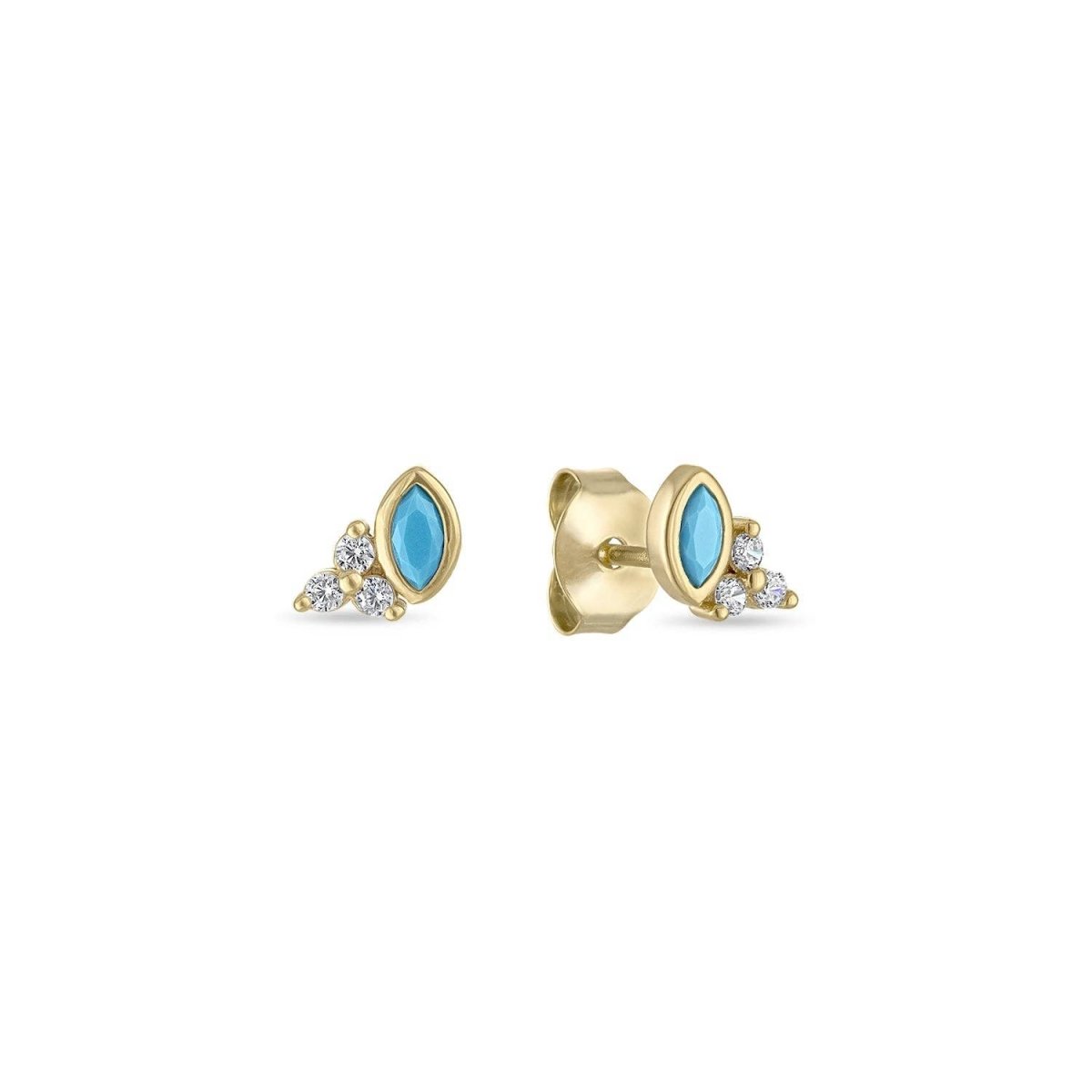 14k Vermeil Marquise Turquoise & CZ Cluster Stud Earrings by Emily Volaski