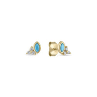 14k Vermeil Marquise Turquoise & CZ Cluster Stud Earrings