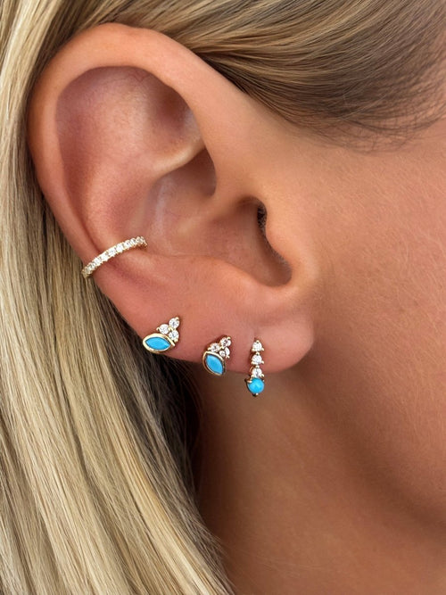 14k Vermeil Marquise Turquoise & CZ Cluster Stud Earrings by Emily Volaski