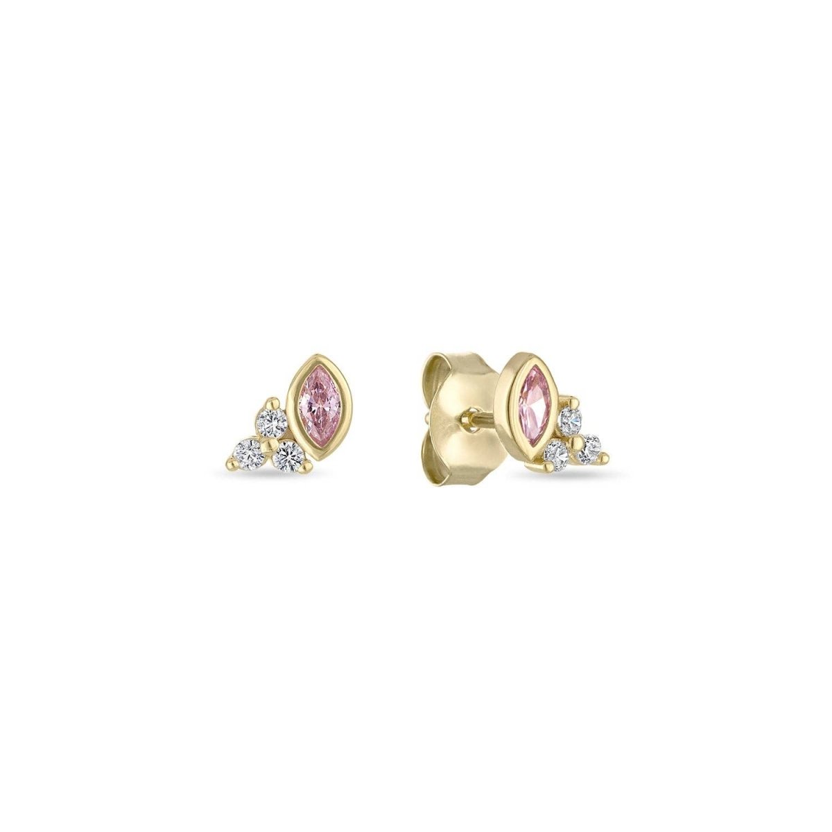 14k Vermeil Pink Sapphire & CZ Cluster Stud Earrings: 14k Yellow Gold Vermeil by Emily Volaski