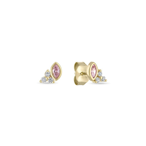 14k Vermeil Pink Sapphire & CZ Cluster Stud Earrings - Red Bird Road