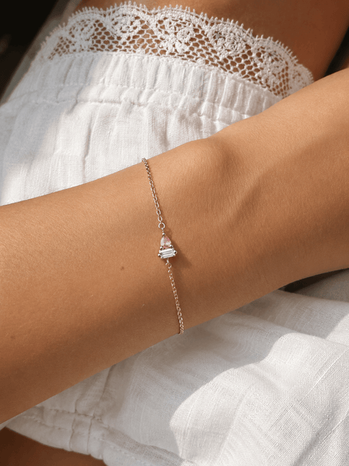 14k Vermeil Pink Sapphire & White CZ Duo Bracelet - Red Bird Road