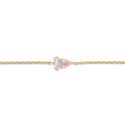 14k Vermeil Pink Sapphire & White CZ Duo Bracelet - Red Bird Road