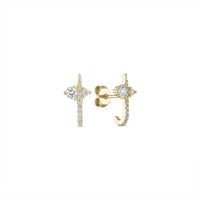 14k Vermeil Radiance Curve CZ Stud Earrings: 14k Yellow Gold Vermeil