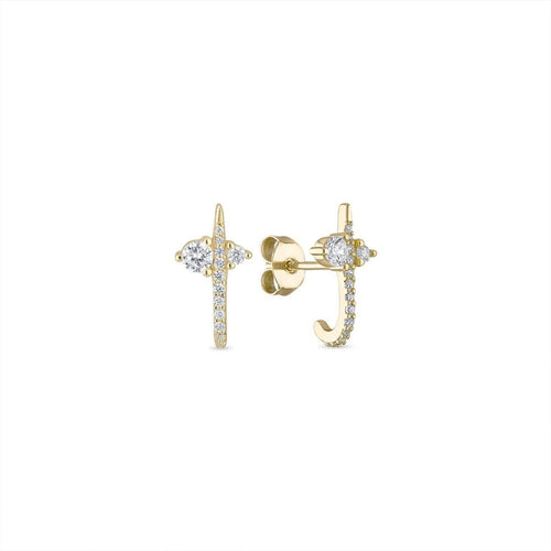 14k Vermeil Radiance Curve CZ Stud Earrings: 14k Yellow Gold Vermeil by Emily Volaski