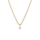14k Vermeil Rope Chain Necklace with White Sapphire Charm - Red Bird Road