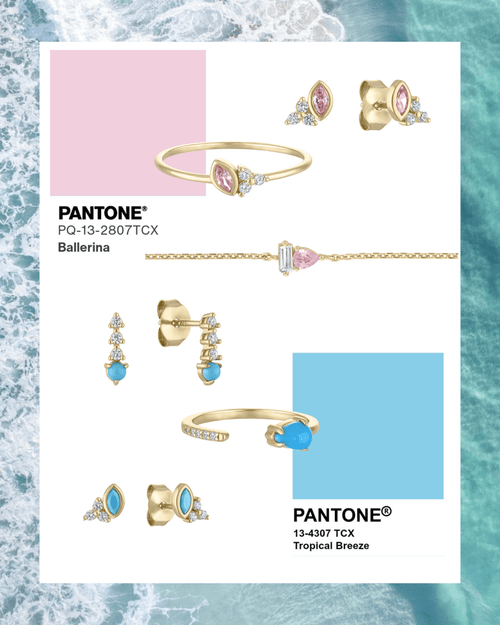 14k Vermeil Turquoise & CZ Drop Stud Earrings by Emily Volaski