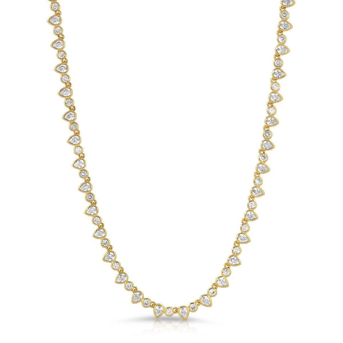 15.5 inch Gold Teardrop Tennis Necklace