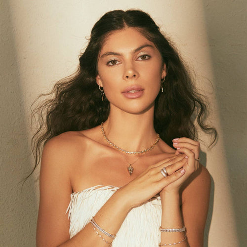 18 inch Gold Teardrop Tennis Necklace