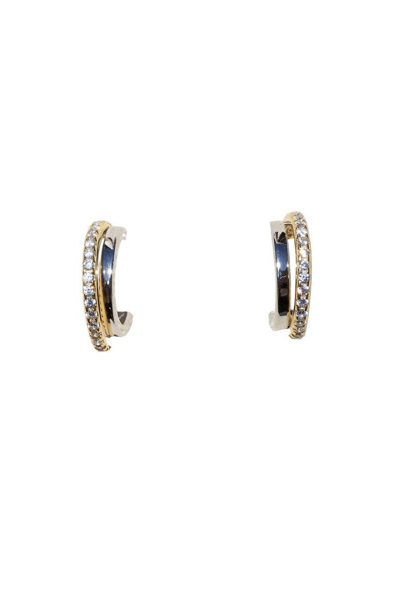 18k Gold and Silver CZ Dual Huggies