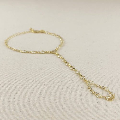 18k Gold Bezel CZ Hand Chain