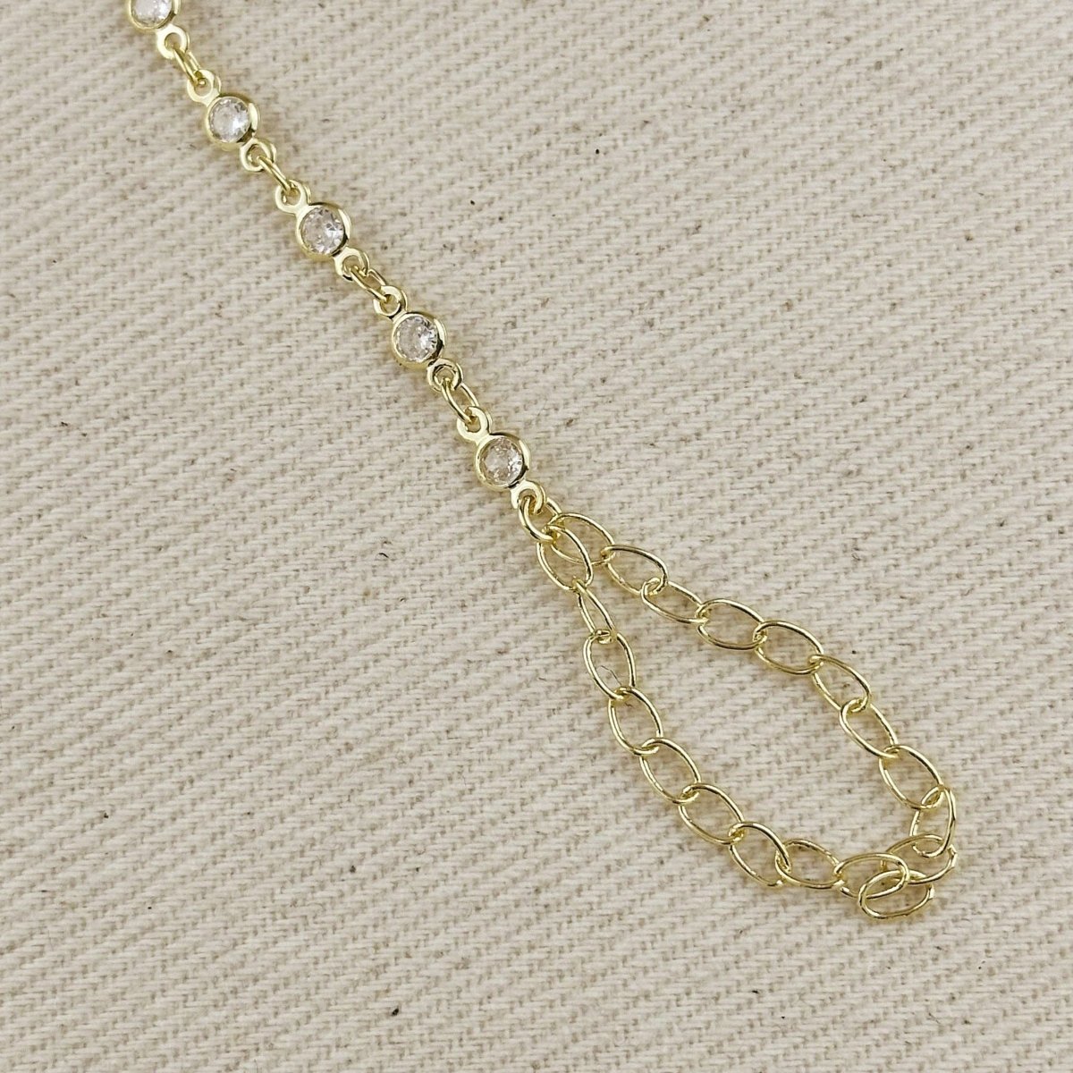 18k Gold Bezel CZ Hand Chain