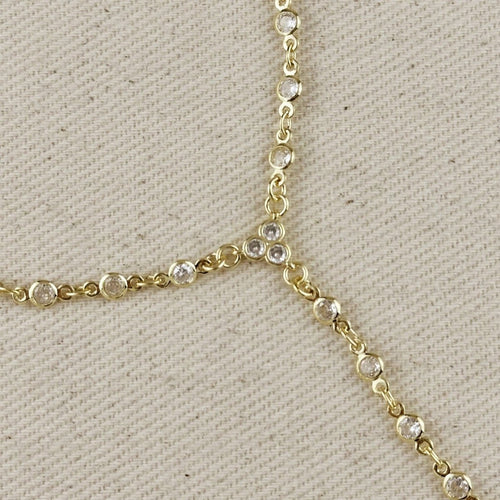 18k Gold Bezel CZ Hand Chain
