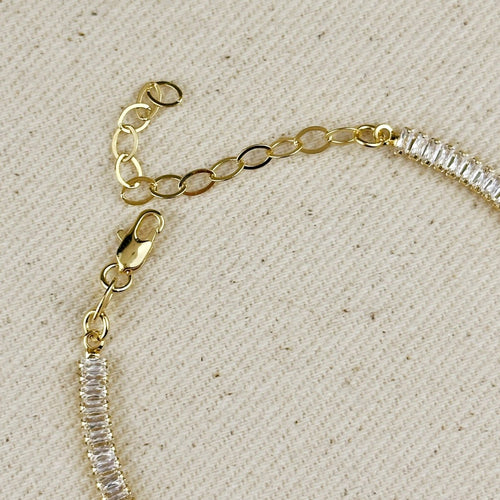 18k Gold Filled 3mm Baguette Cut CZ Tennis Bracelet by GoldFi