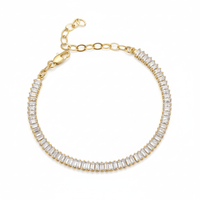 18k Gold Filled 3mm Baguette Cut CZ Tennis Bracelet