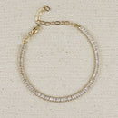 18k Gold Filled 3mm Baguette Cut CZ Tennis Bracelet by GoldFi