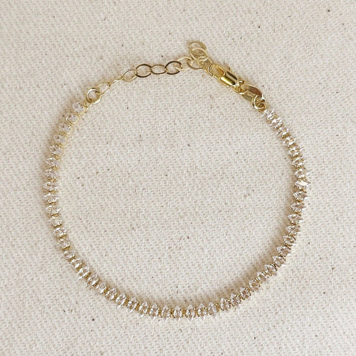 18k Gold Filled 4mm Marquise Tennis Bracelet by GoldFi