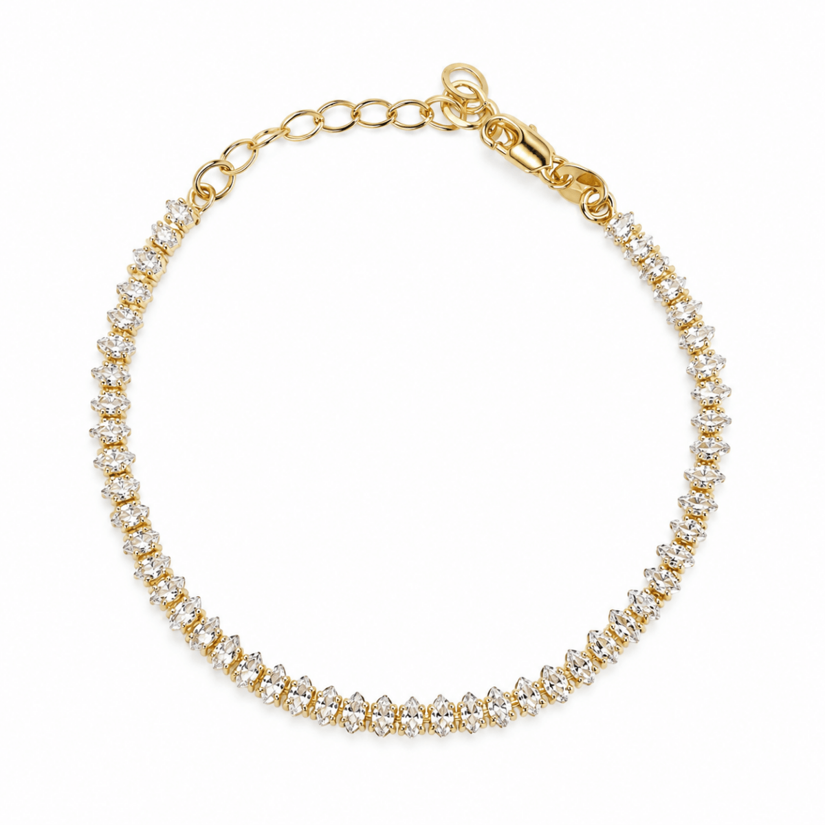 18k Gold Filled 4mm Marquise Tennis Bracelet