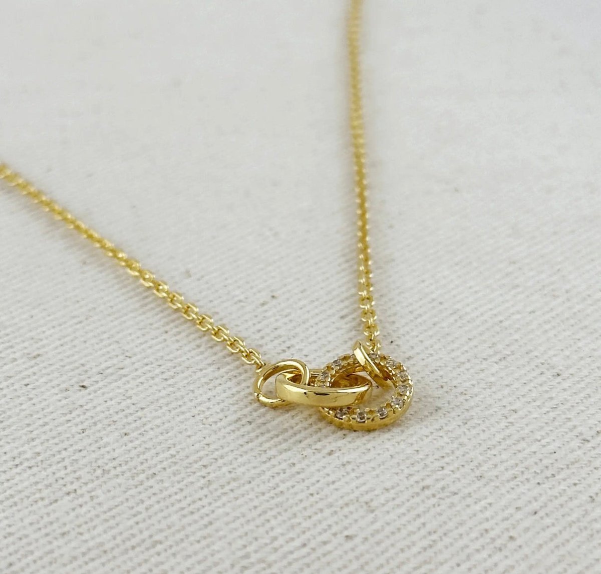 18K Gold Filled and CZ Link Necklace - Red Bird Road
