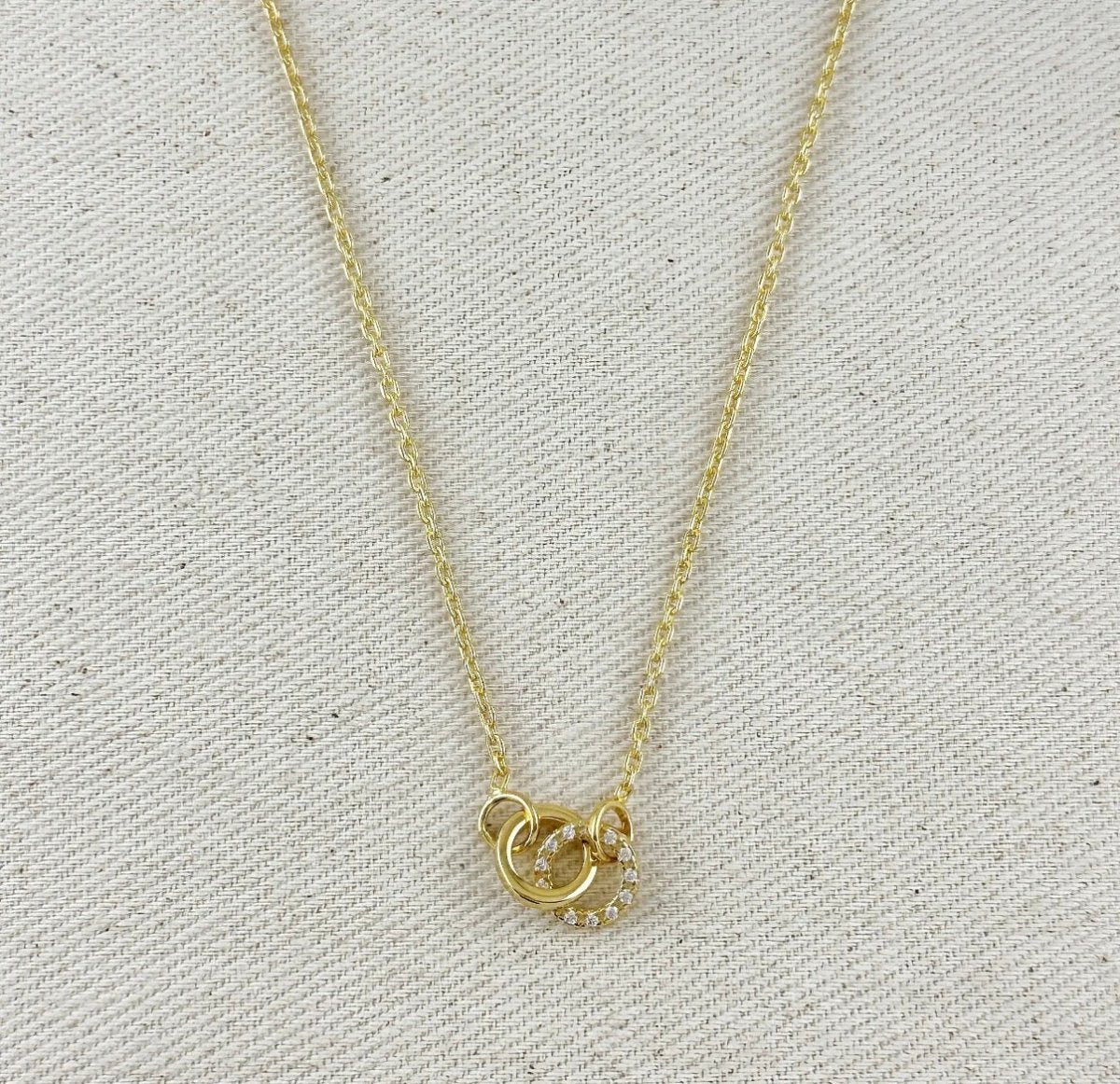 18K Gold Filled and CZ Link Necklace - Red Bird Road
