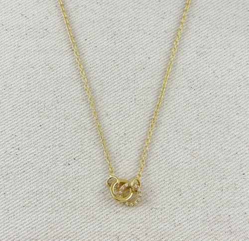 18K Gold Filled and CZ Link Necklace - Red Bird Road