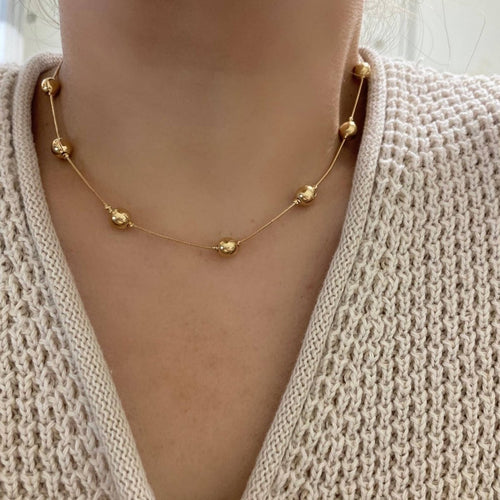 18k gold filled bead chain necklace, classic choker