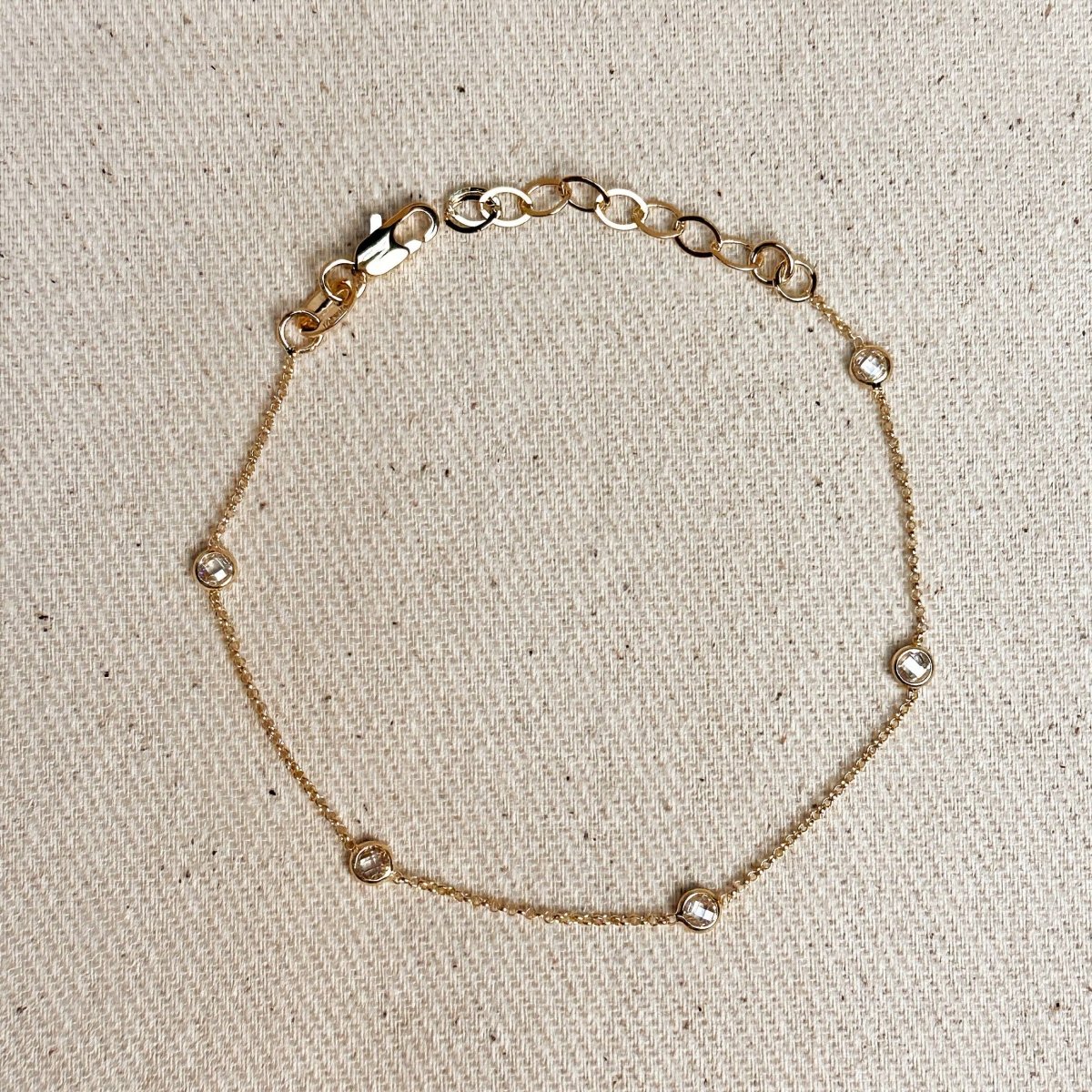 18k Gold Filled CZ Bezel Bracelet - Red Bird Road