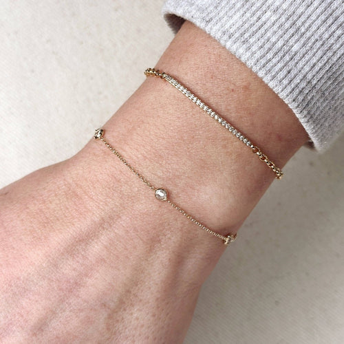18k Gold Filled CZ Bezel Bracelet - Red Bird Road