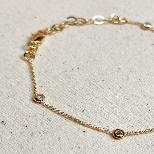 18k Gold Filled CZ Bezel Bracelet - Red Bird Road