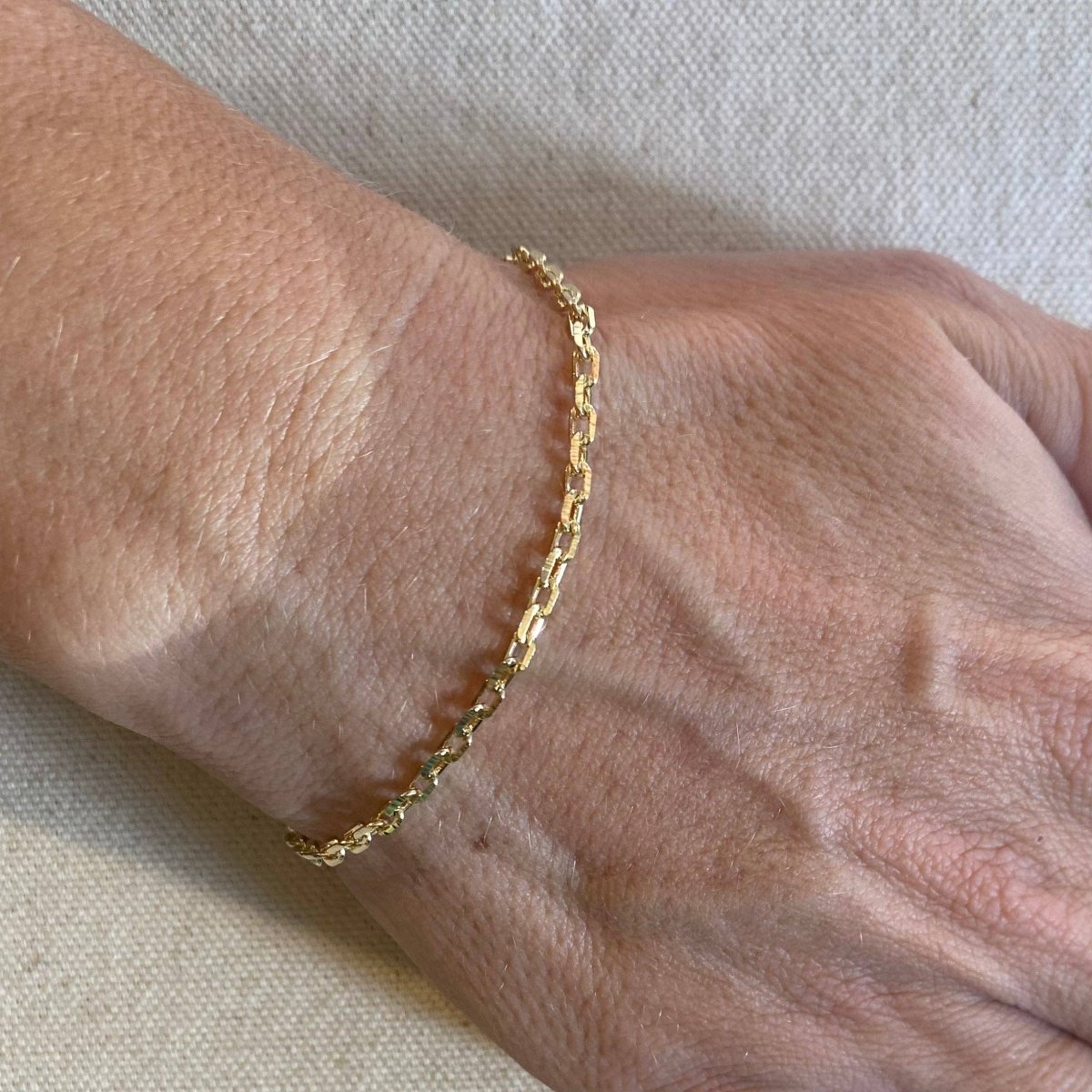 18k Gold Filled Diamond Cut Anchor Link Bracelet - Red Bird Road