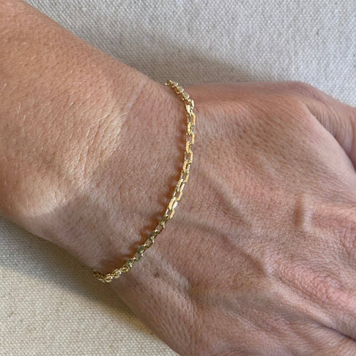 18k Gold Filled Diamond Cut Anchor Link Bracelet - Red Bird Road