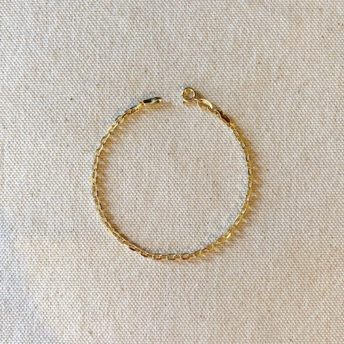 18k Gold Filled Diamond Cut Anchor Link Bracelet - Red Bird Road