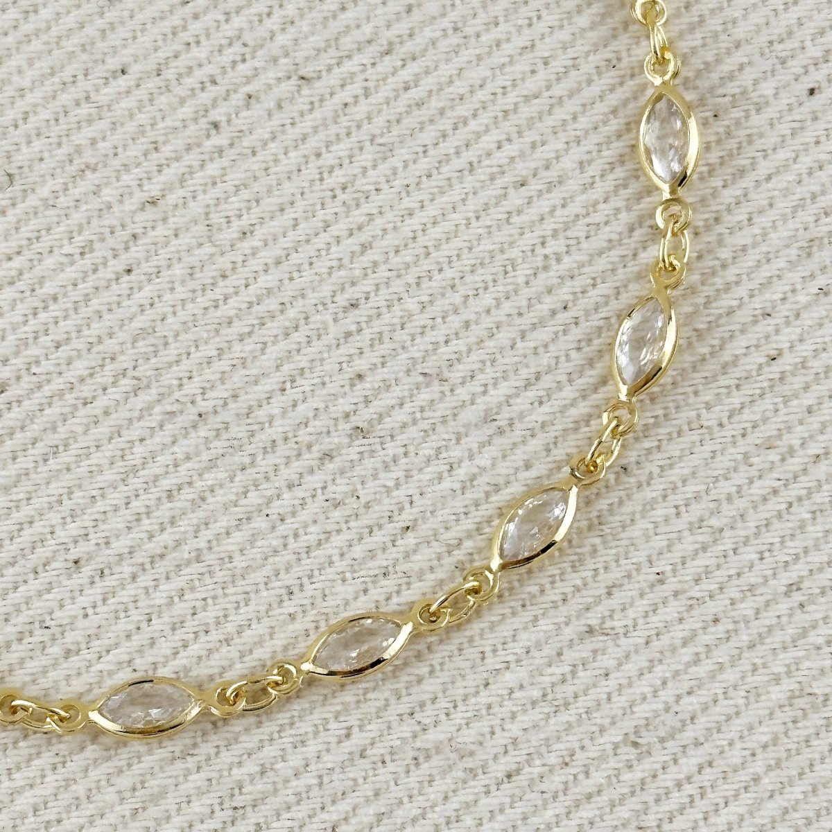 18k Gold Filled Ellipse Bezel CZ Bracelet by GoldFi
