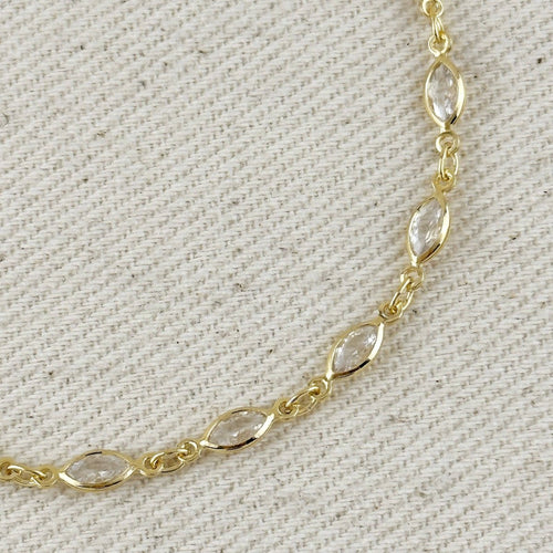 18k Gold Filled Ellipse Bezel CZ Bracelet by GoldFi