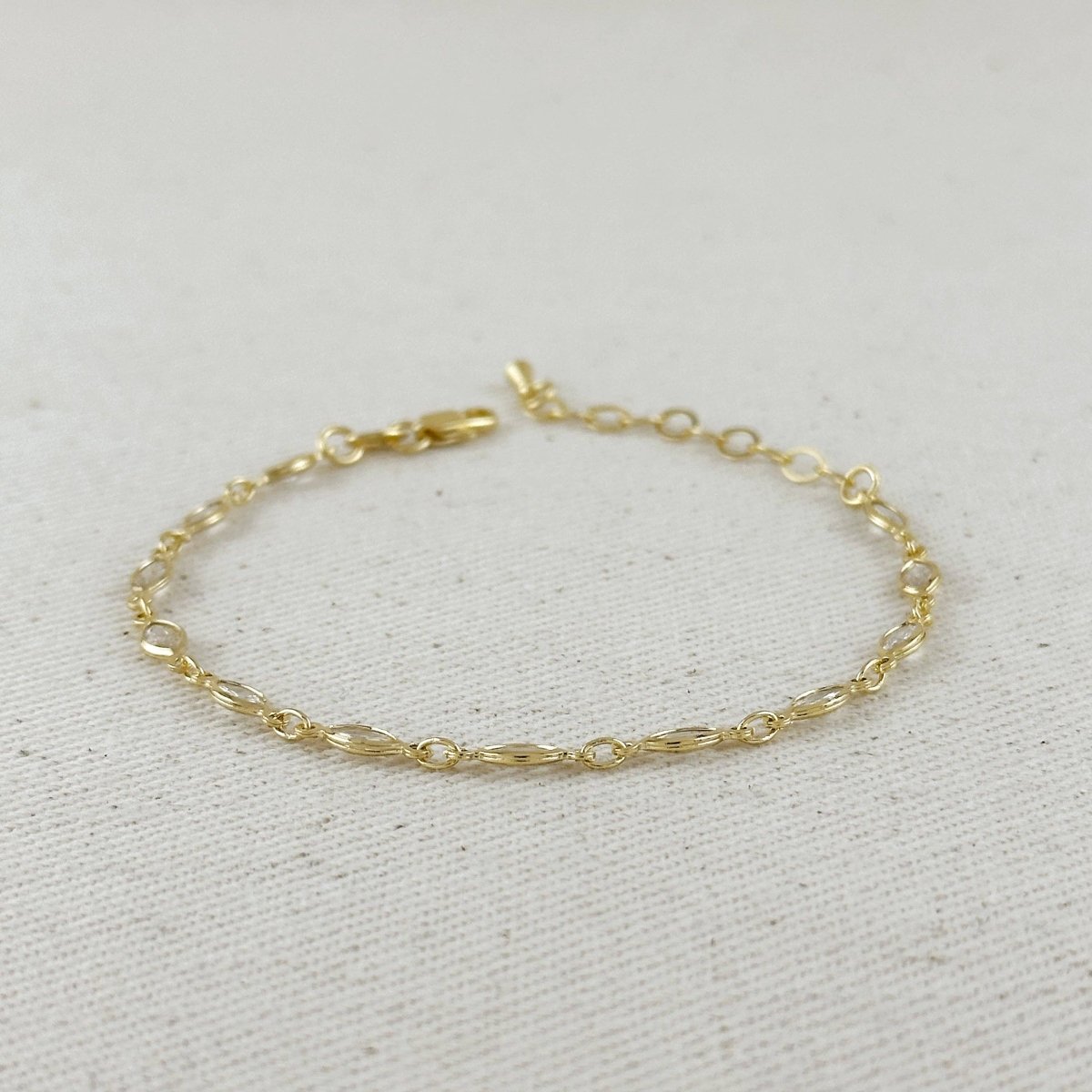 18k Gold Filled Ellipse Bezel CZ Bracelet by GoldFi