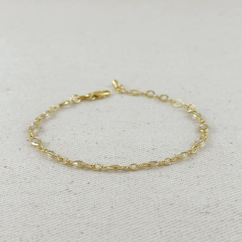 18k Gold Filled Ellipse Bezel CZ Bracelet by GoldFi