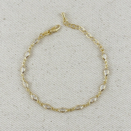 18k Gold Filled Ellipse Bezel CZ Bracelet by GoldFi