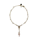 18k Gold Filled Pearl & Figaro Rosary Bracelet by GoldFi