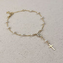 18k Gold Filled Pearl & Figaro Rosary Bracelet by GoldFi