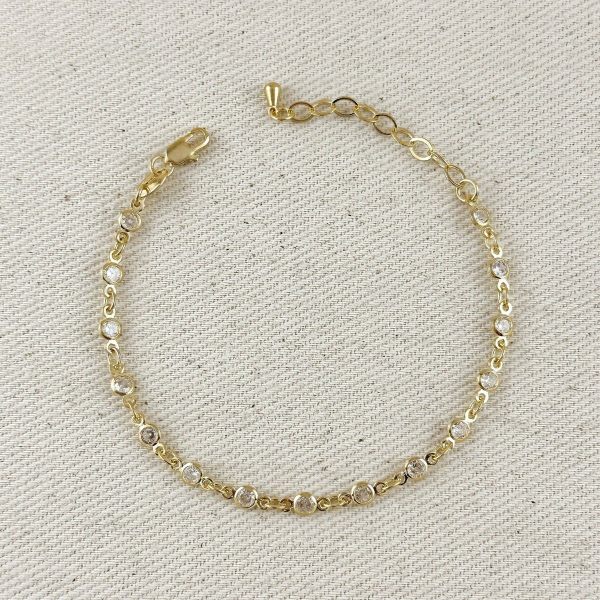 18k Gold Filled Round Bezel CZ Bracelet