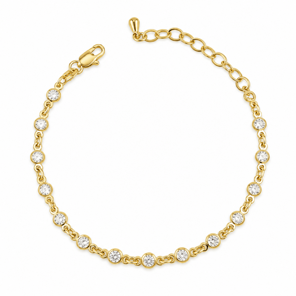 18k Gold Filled Round Bezel CZ Bracelet