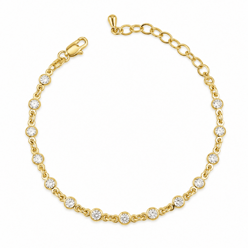 18k Gold Filled Round Bezel CZ Bracelet by GoldFi