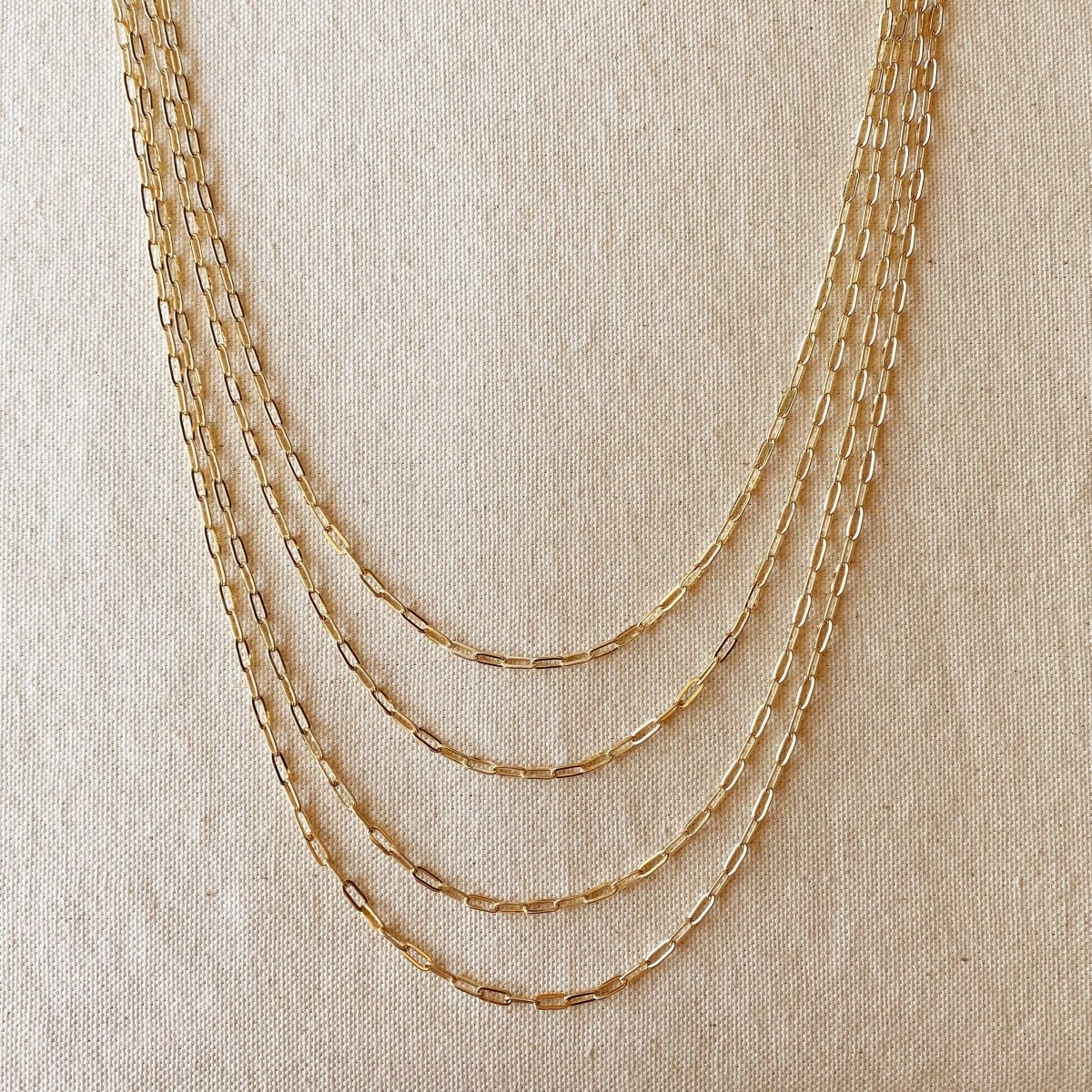 18k Gold Filled Short Link Paperclip Chain: 18